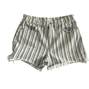 Ann Taylor Loft White Striped Jean Shorts